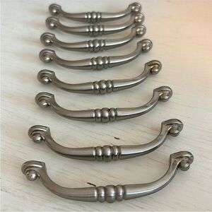 Set of EIGHT drawer handles drawer pulls dresser handles silver tone 4.5" long